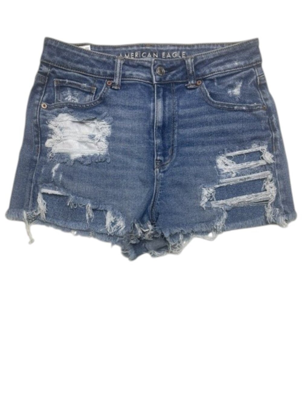 AMERICAN EAGLE Stretch Denim Distressed Mom Shorts - Size 8